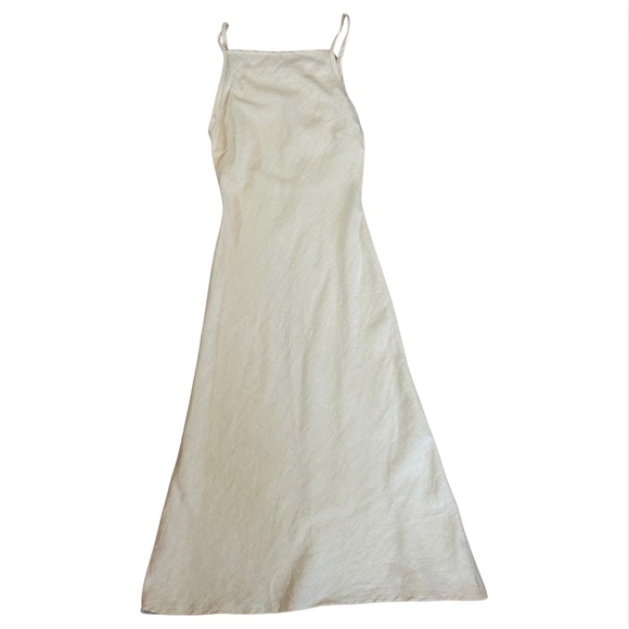 541. ANEMOS GISELE BIAS CUT Midi DRESS IN STRETCH TWILL Off White $545 EUC XS - Picture 2 of 7